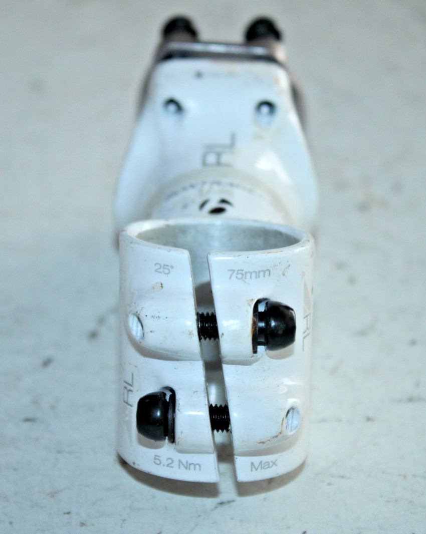 Trek Bontrager RL 11/8″ Threadless Stem White 75mm +/-25º 31.8mm Race Lite Road~