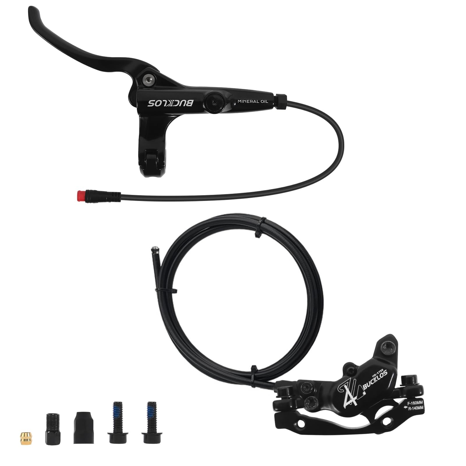 E-Bike Hydraulic Brakes Set Front/Rear 4-Pistons Power Off 1150&1950mm HD-E735