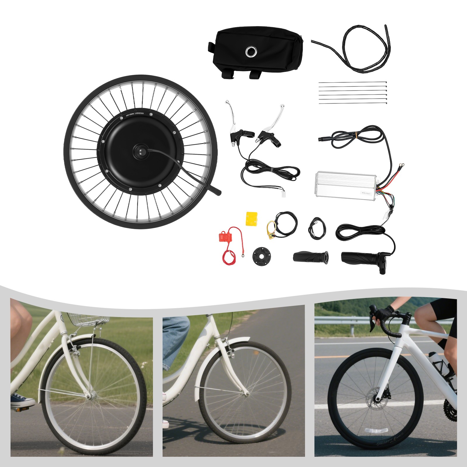 20″ 1000W 48V eBike Conversion Kit Front Wheel Hub Motor Electric Bike ﻿
