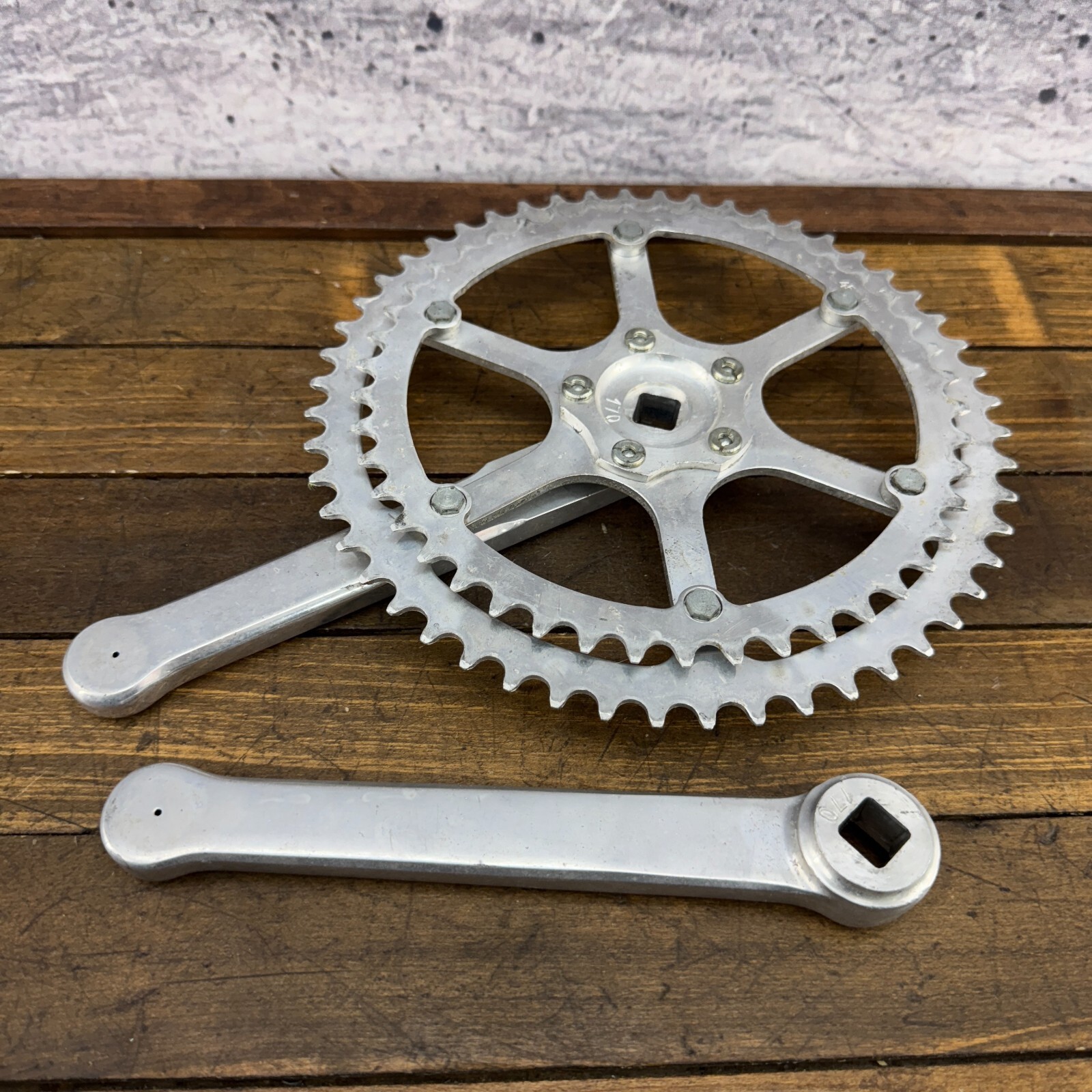 Vintage TA Crank Set 170 mm FRENCH Double 5 Arm 1970s France Eroica 130 BCD