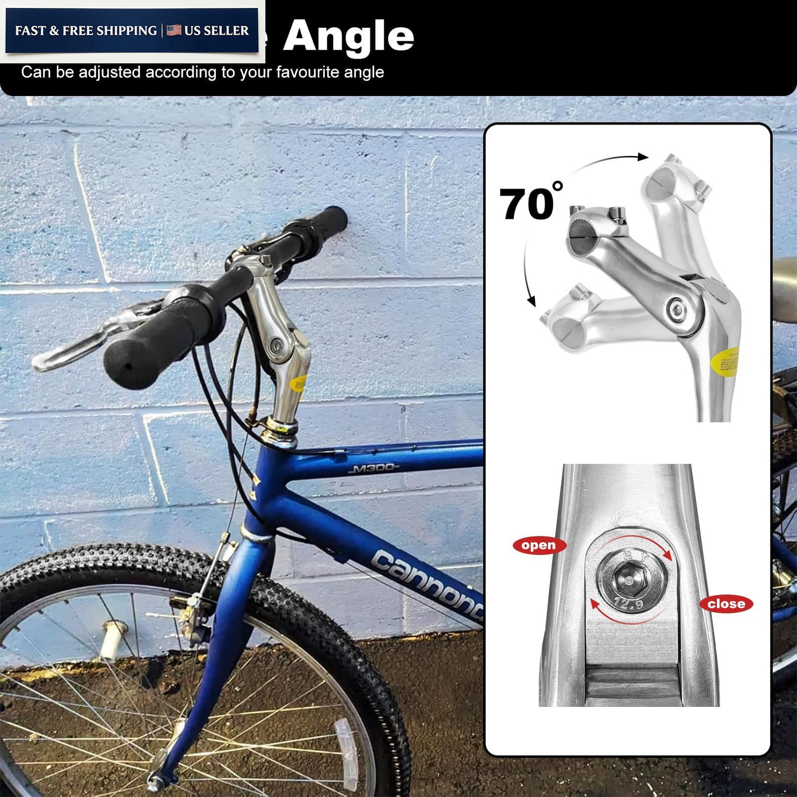 Relwears Silver Bike Quill Stem,Adjustable 22.2*180*25.4*110 mm, silver