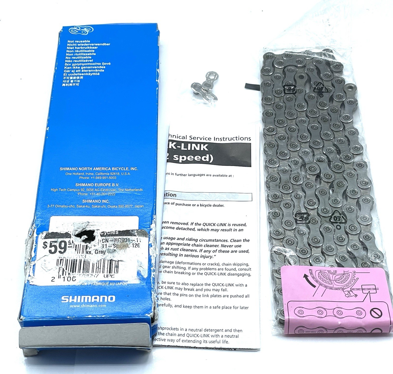 Shimano CN-HG601-11 11-Speed 126L Road MTB Ebike Bike Chain With Quick-Link NEW