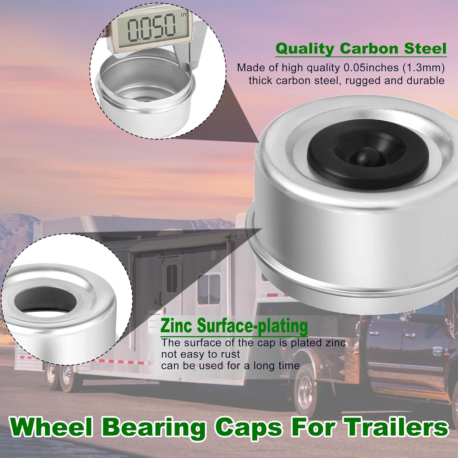 4pcs 2.72″ Trailer Hub Cap, Wheel Bearing Caps for Trailers Axle Dust Cap with