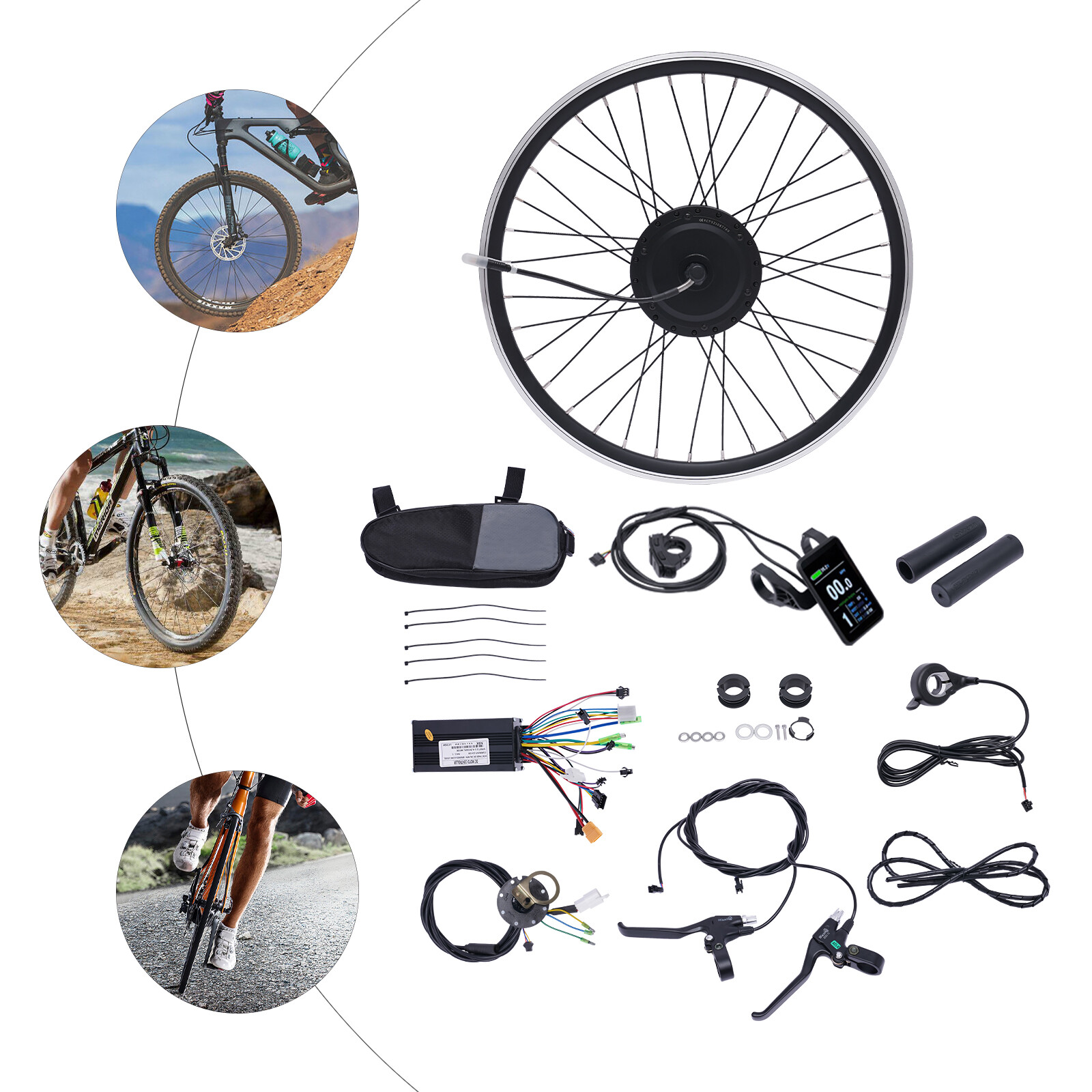 24in Electric Bicycle Front/Rear Wheel Kit 36V 500W Conversion E Bike Motor Hub