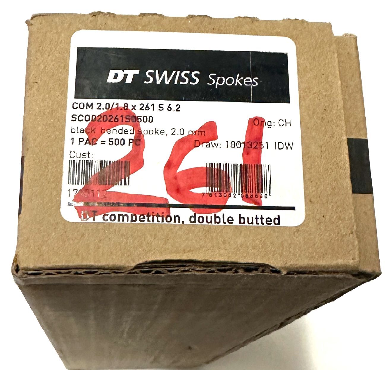 DT SWISS COMPETITION Spokes Black J-bend 2.0/1.8mm 14/15/14 DB 261mm 20/Count