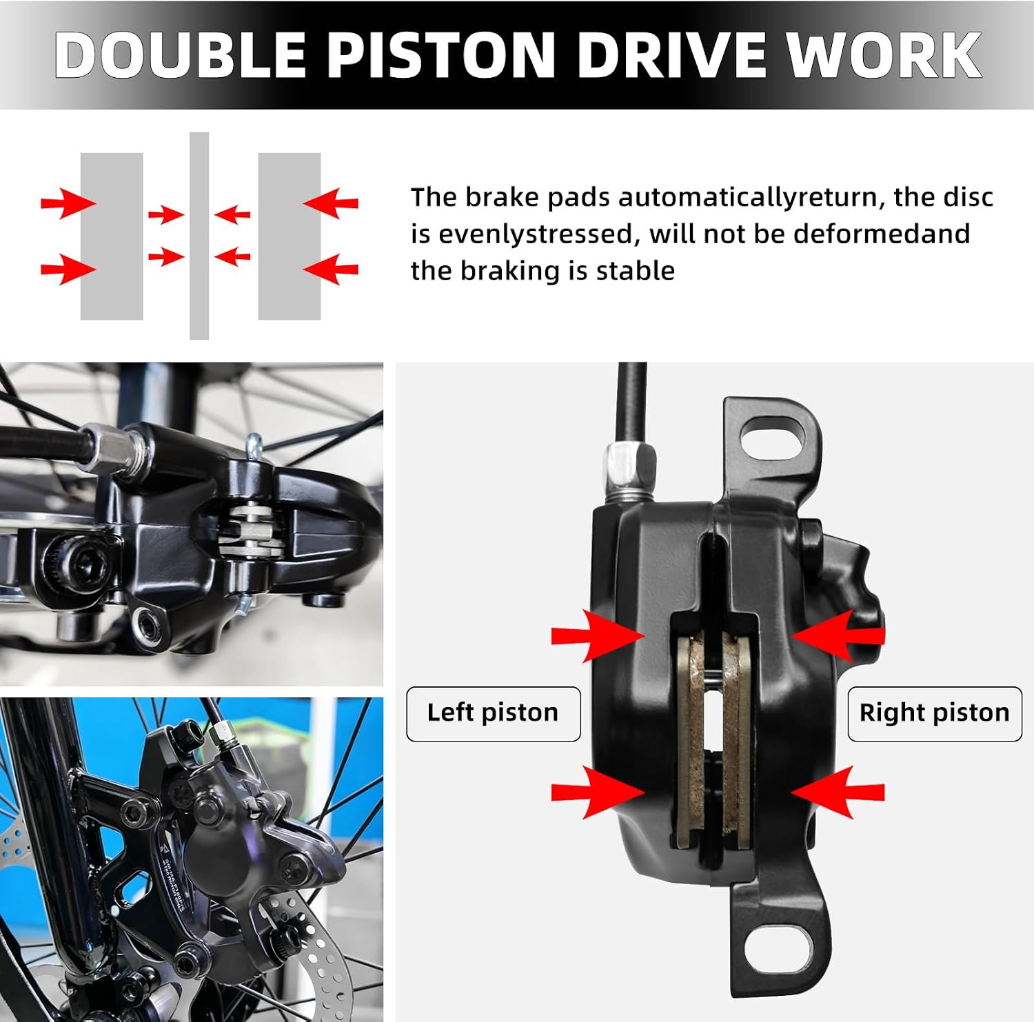 MT200 MTB Hydraulic Disc Brakes Set Left Front 800mm Right Rear 1450mm Mountain