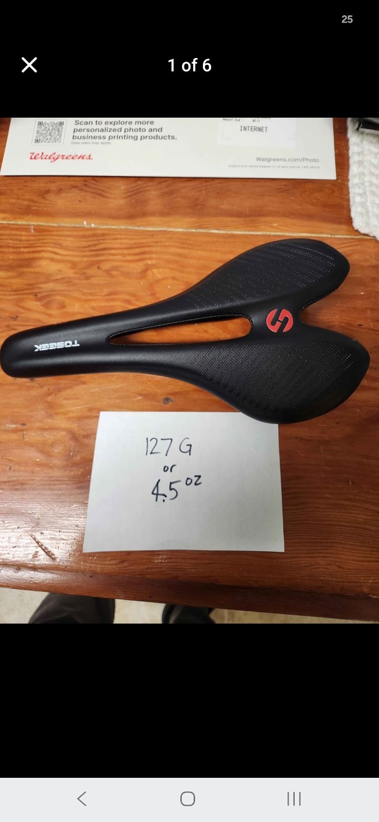 Toseek Carbon Fiber Road Bike Bicycle Seat 143mm 127 Grams (4.5oz)