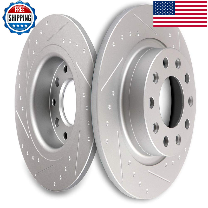 Scitoo 2Pcs Rear Slotted Brake Rotors Brakes Kit Fit For 2007-2009 For Hyundai