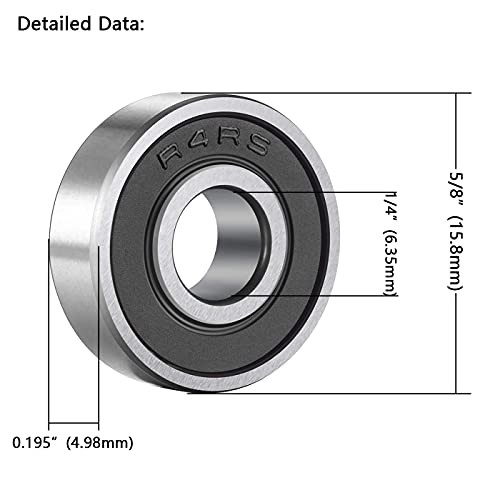 Micro Bearing 1/4” x 5/8” x 0.196” Deep Groove Bearing Double R4-2RS 10 PCS