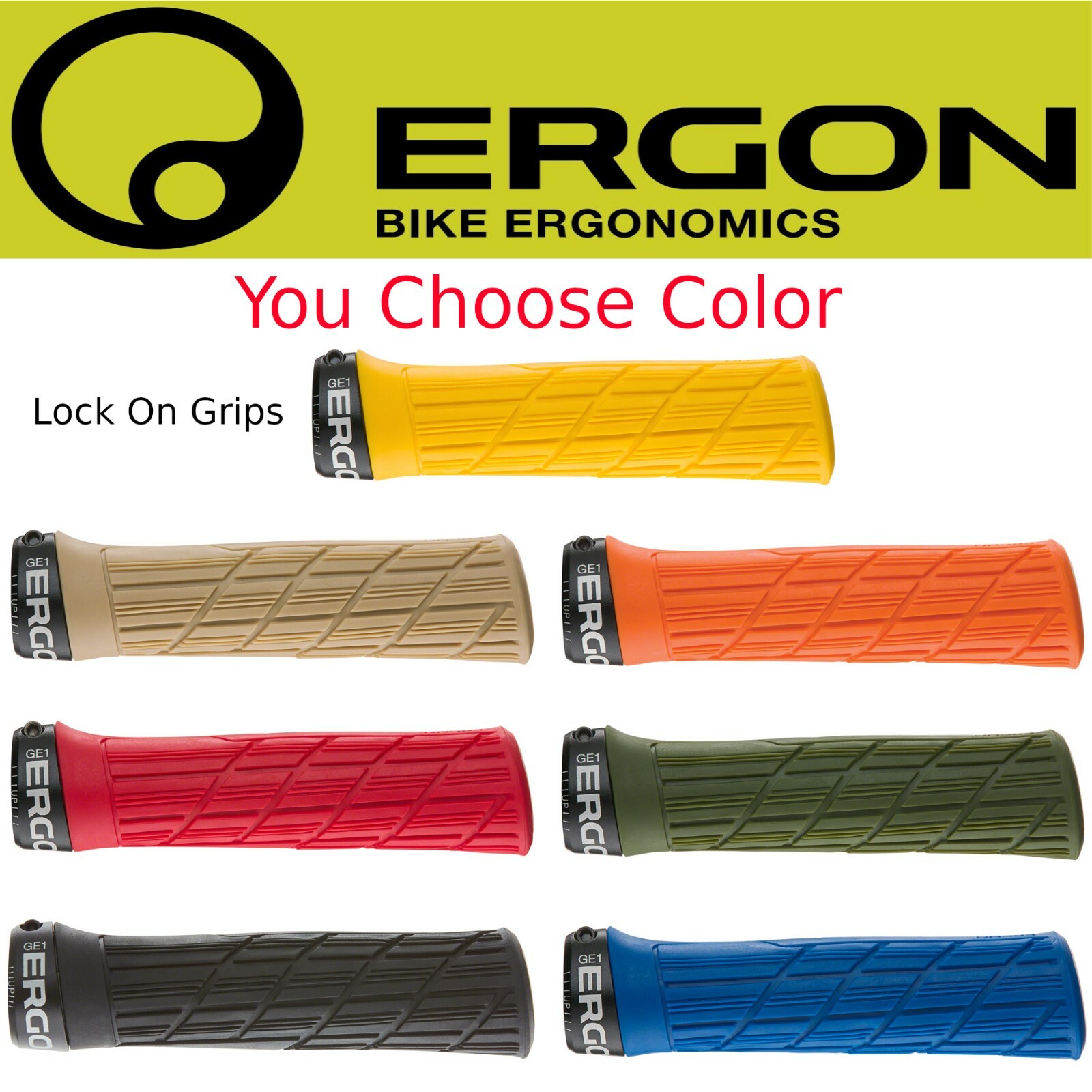 Ergon GE1 Evo Gel Grips Lock-on Euro MTB Enduro Hybrid Bike Assorted Colors
