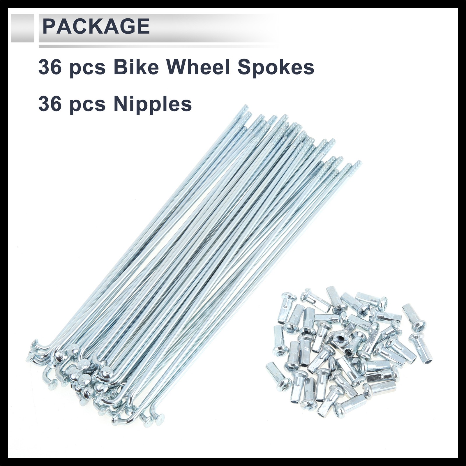 1Set 12G 148mm Length Bicycle Spokes Nipple Carbon Steel Galvanized Silver Tone