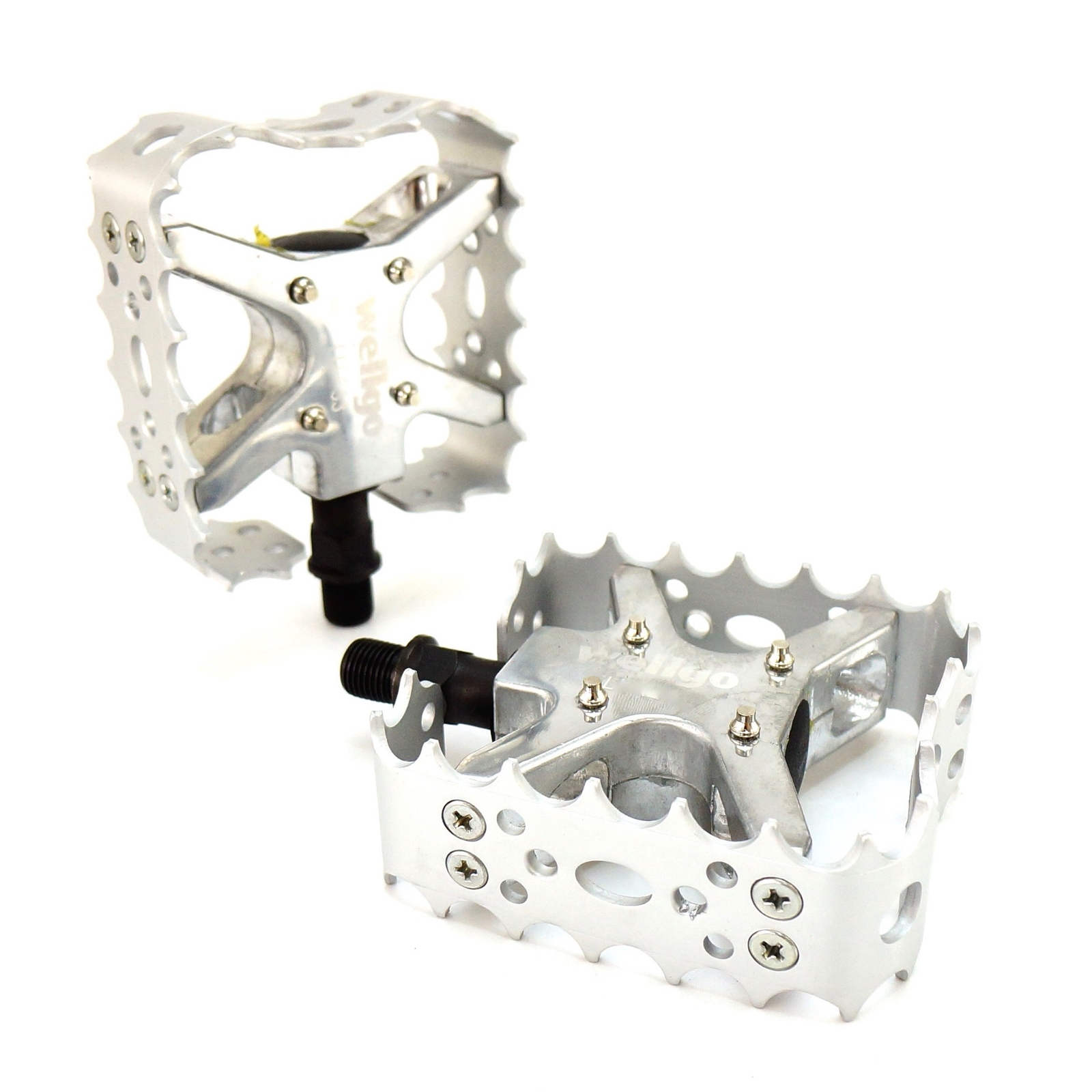 Wellgo BMX MTB Bear Trap III Old school Bike Pedal 9/16″, 1/2″ Blue Gold Silver