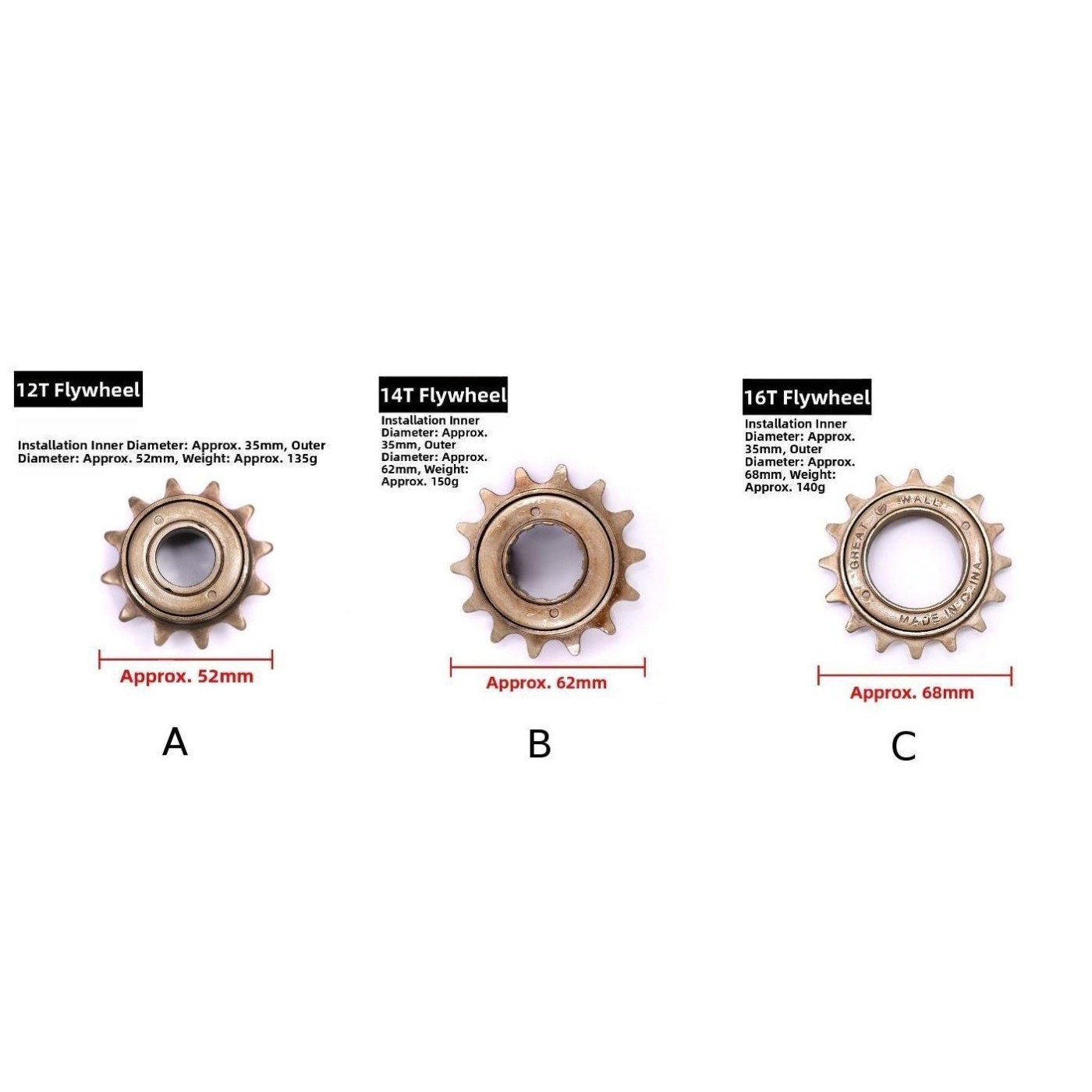 Bicycle Flywheel High Carbon Steel Construction Monolithic Gear Construction