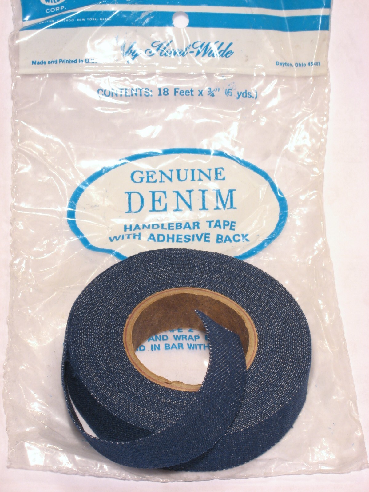 HUNT-WILDE SCHWINN DARK BLUE DENIM CLOTH SELF-ADHESIVE HANDLEBAR TAPE WRAP