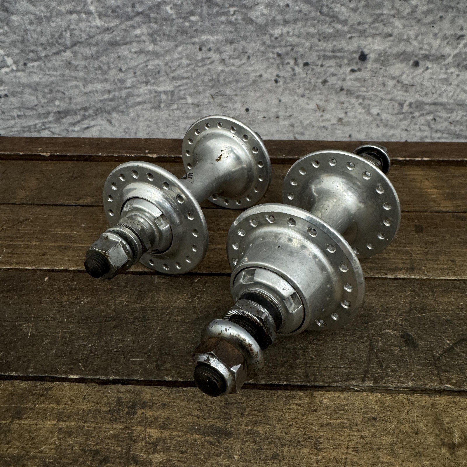Vintage Sunshine Sealed Bearing Hub Set 36H Nutted Silver Alloy Nut BMX MTB 80s