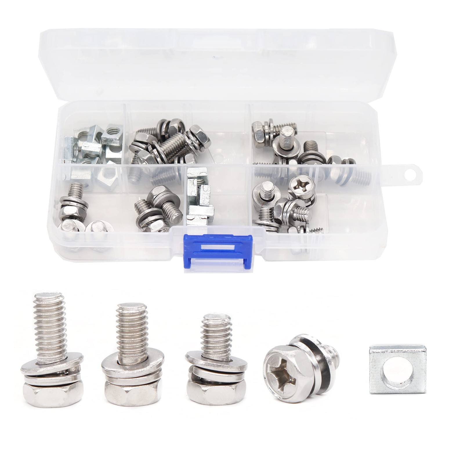binifiMux Battery Bolts and Nuts, M6x10/12/14/16mm Assortment 20-Pack, Silver
