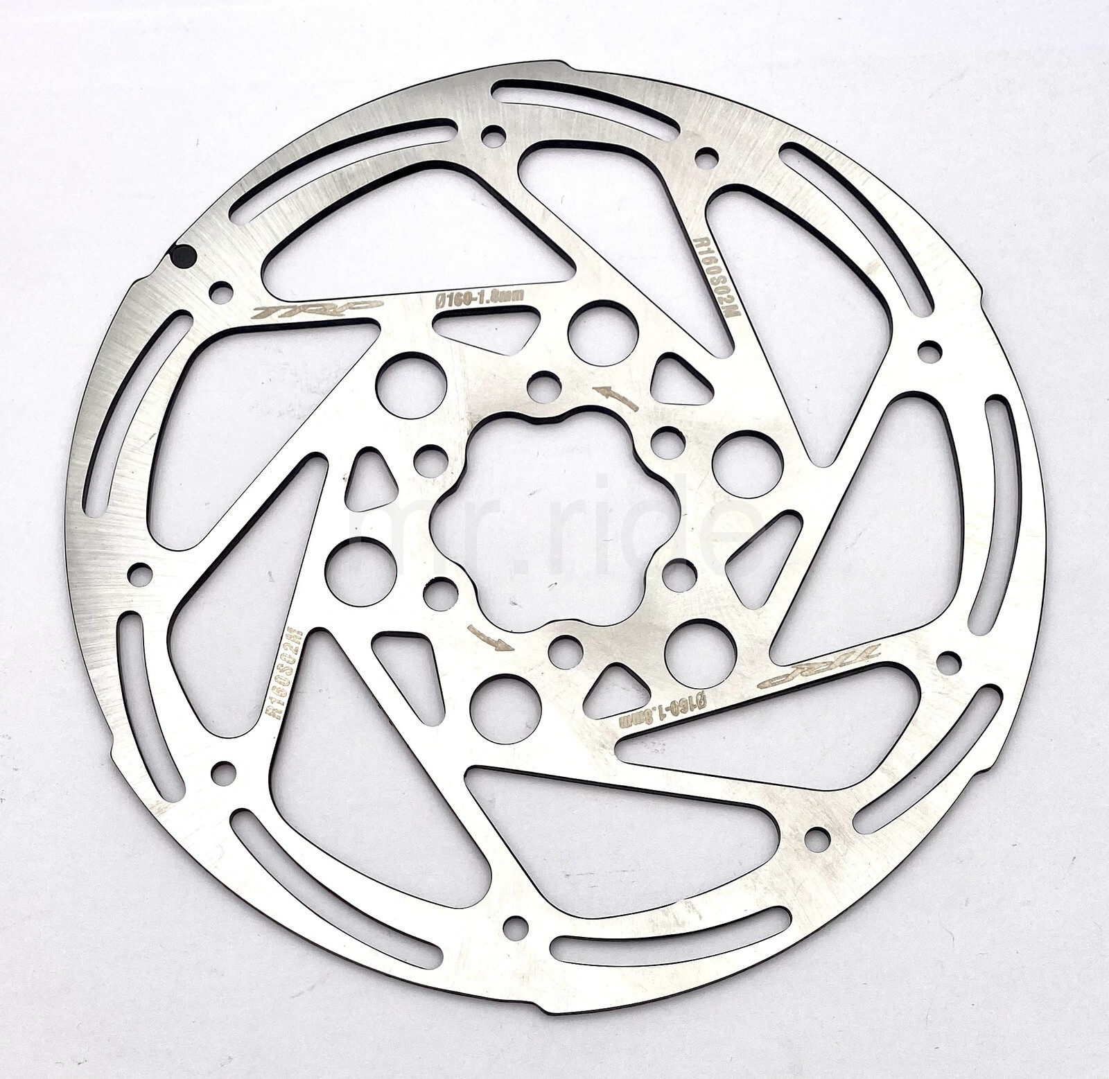 Trp RS02M Bike Disc Brake Rotor Set, 160mm+140mm w/12 bolts, Silver, 1.8mm thick