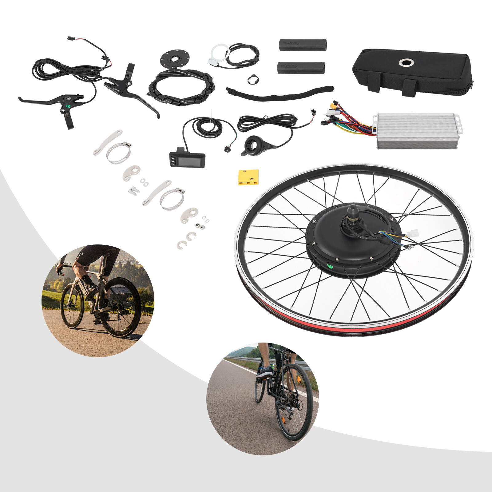 48V 2000W E-Bike Conversion Kit Rear Wheel 27.5 Inch LCD Display 330LBS 43.5MPH