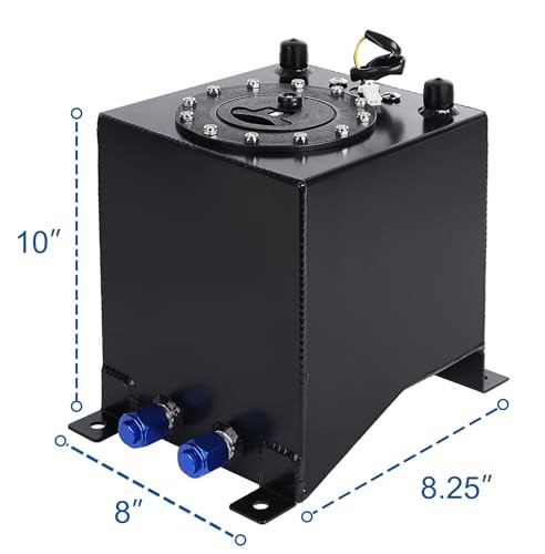 2.5 Gallon 10L Fuel Cell Tank with Cap and Level Sender Polished Aluminum