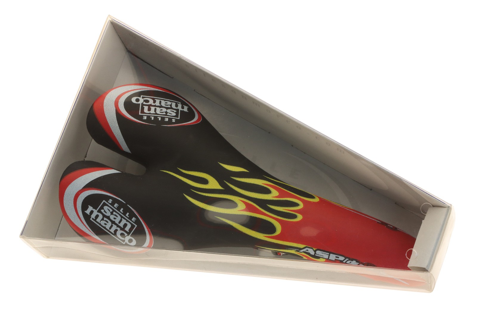 Selle San Marco Aspide FX Saddle Titanium Rails Black Flames Leather NIB NOS NEW