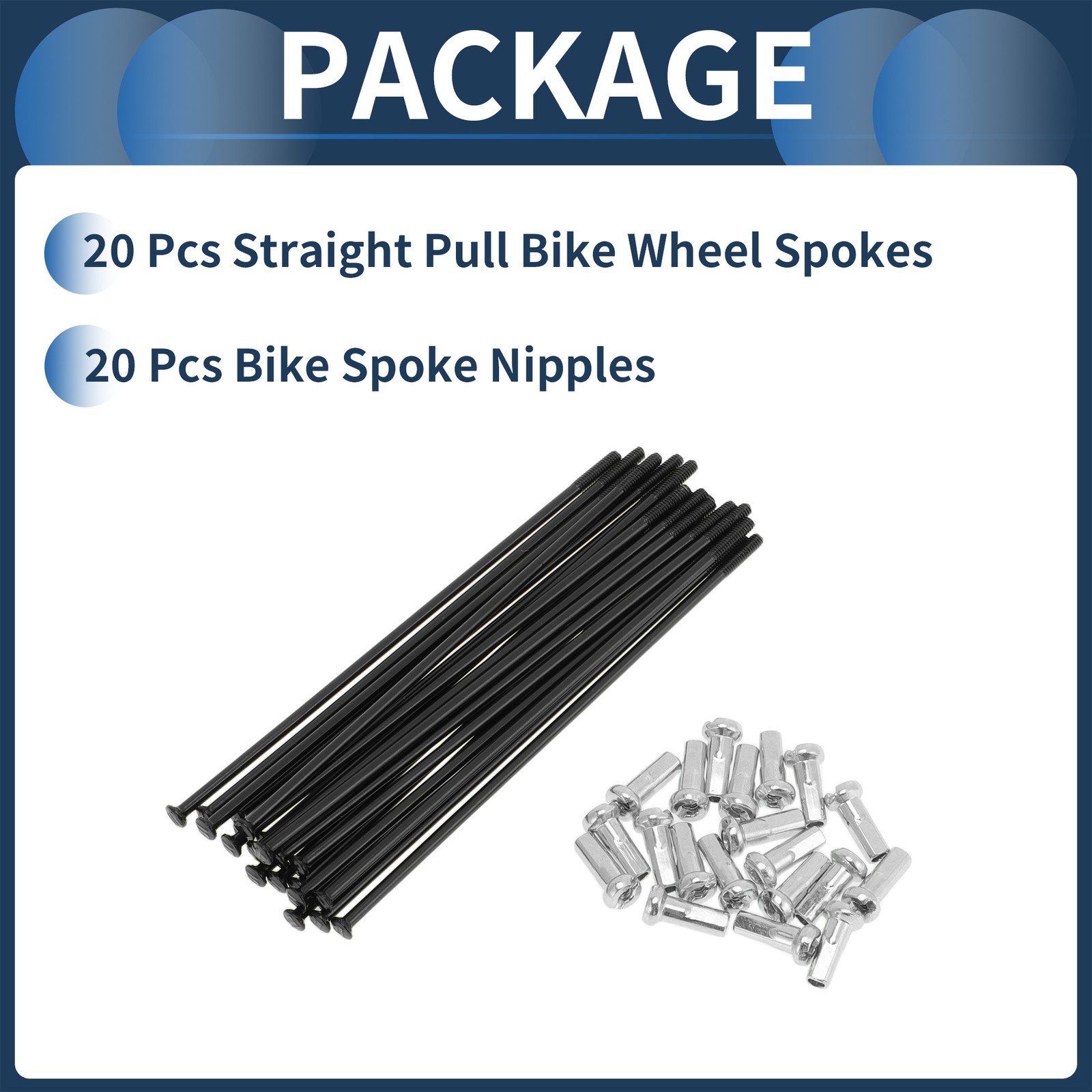 20 Set 14G Straight Pull Bicycle Spokes 89mm Carbon Steel Black
