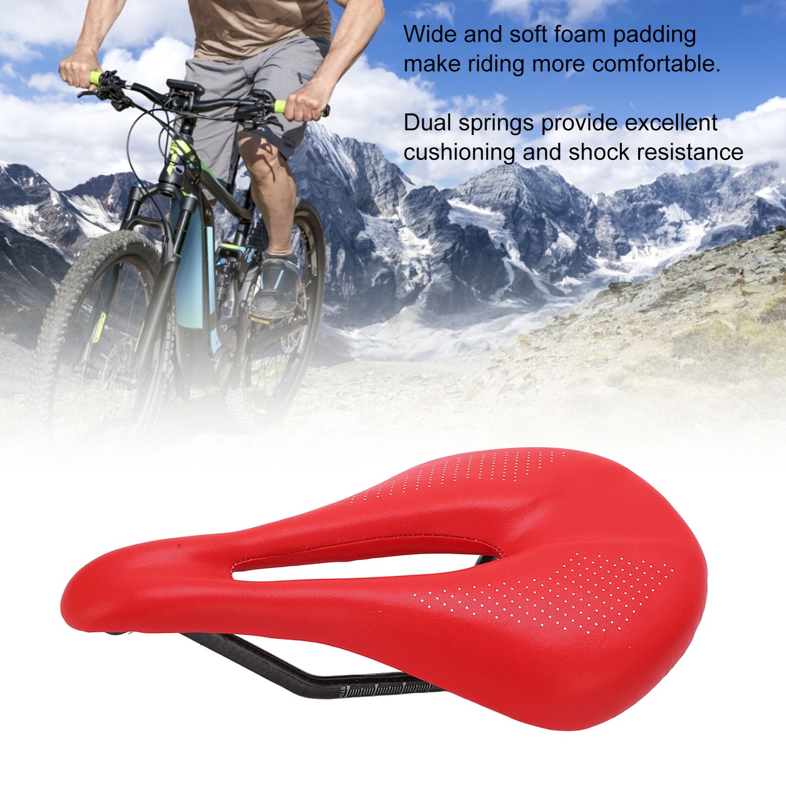 White Saddle Replacement Comfortable Hollow 3K Carbon Fiber + Leather