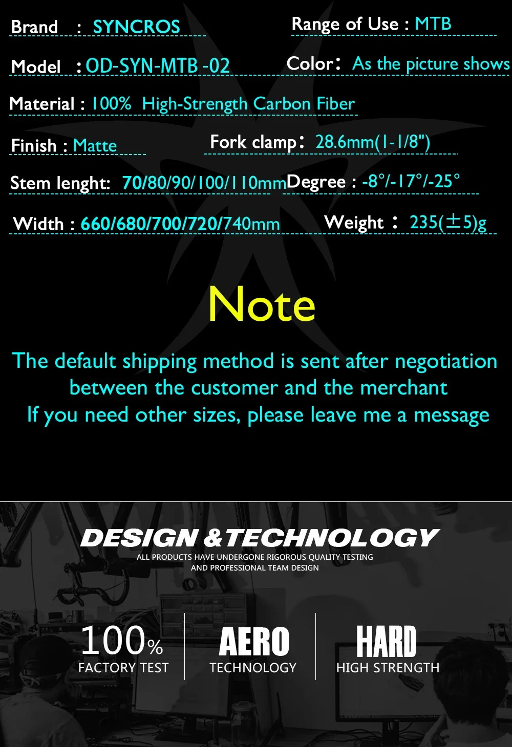 MTB Bicycle Integrated Carbon Fiber Handlebar with Stem -8/-17/-25 Degree 740mm
