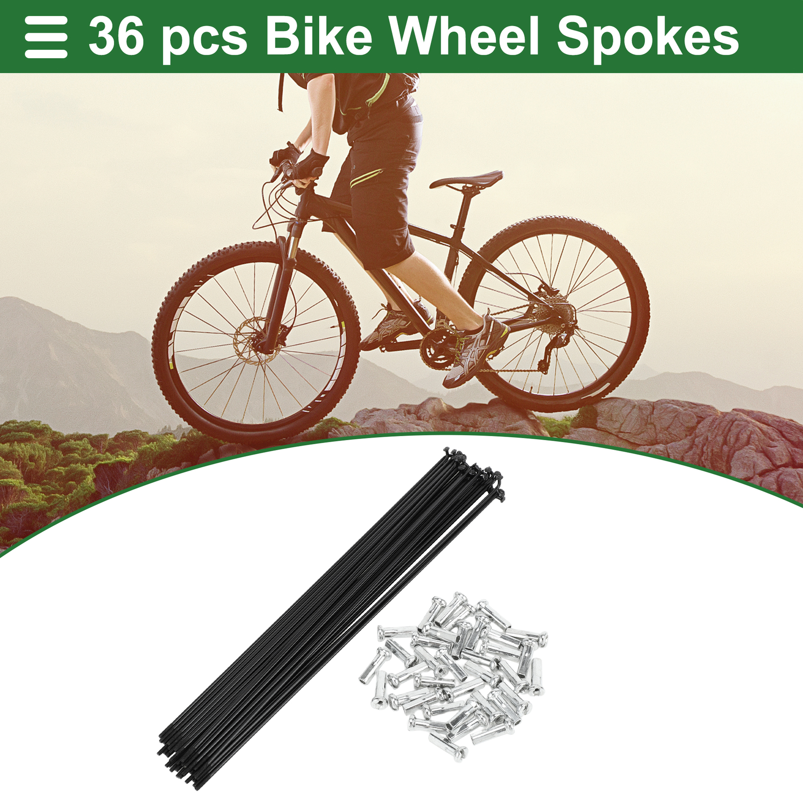 1 Set 14G 257mm Length Bicycle Spokes Nipple Carbon Steel Black Universal