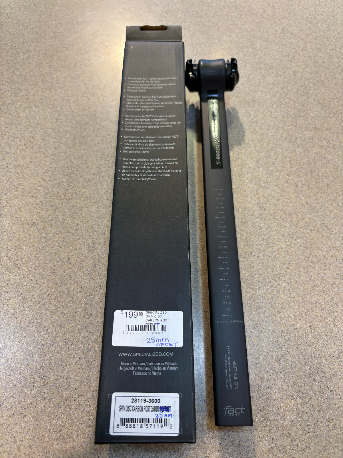 NEW SPECIALIZED S WORKS CARBON SHIV 25MM OFFSET SEAT POST