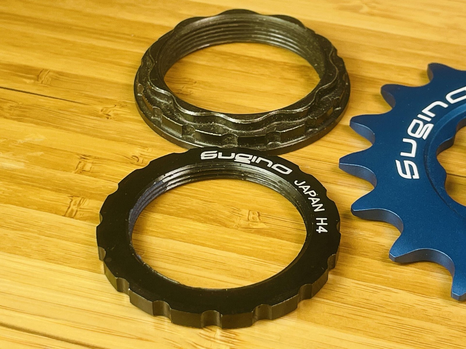NOS Sugino Fixie Track Cog Set & Lockring 16t 17t 18t – Blue Anodized