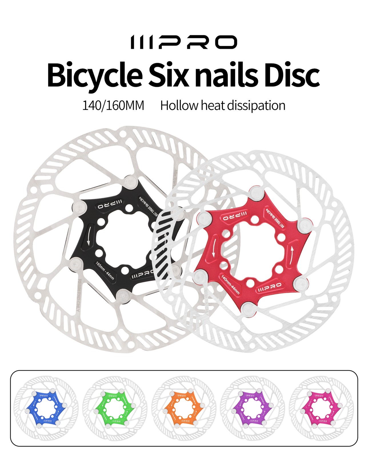 IIIPRO 6-Bolts Aero Disc Rotor 140/160mm MTB Mountain Bike Road Hollow Disc