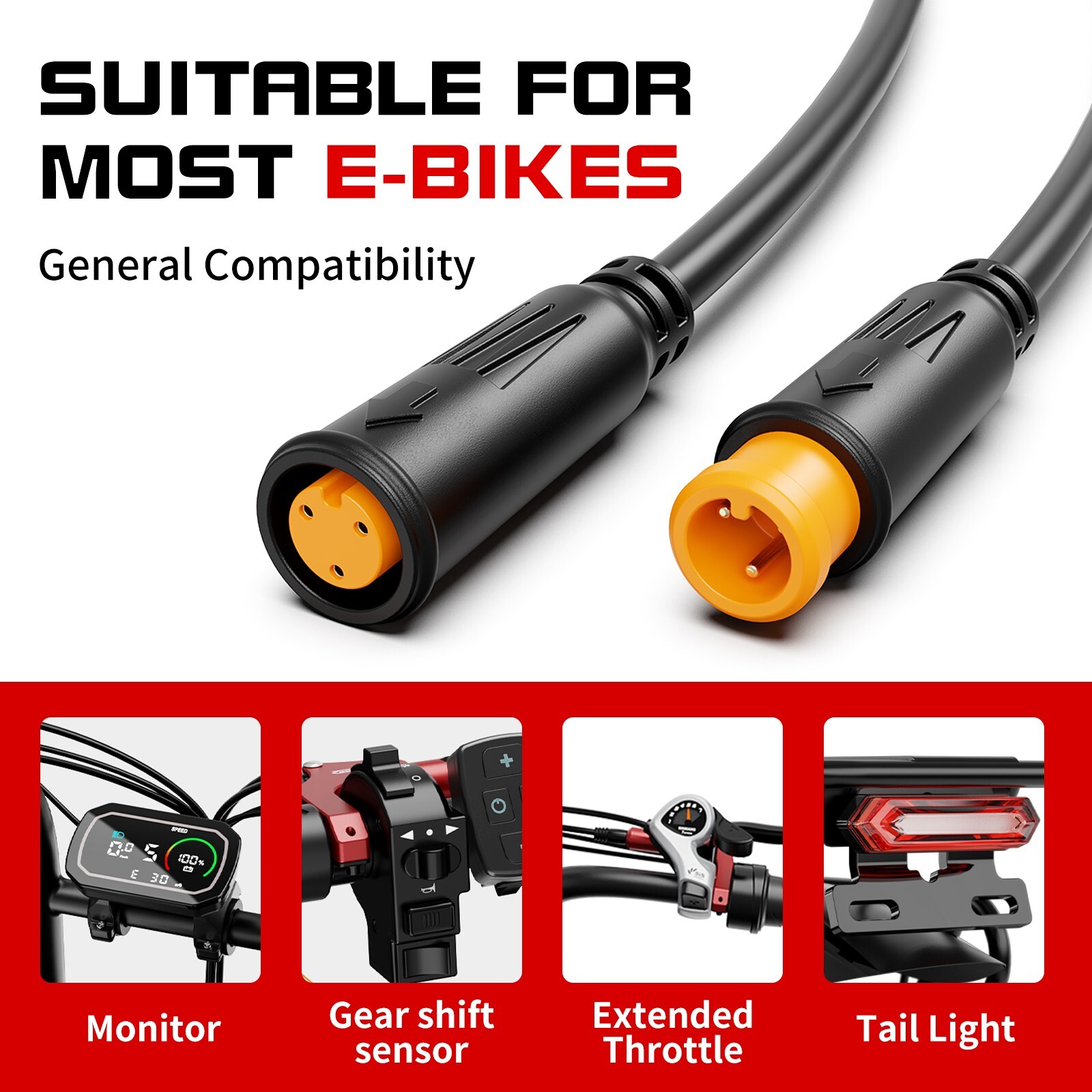 Extension Cable 2/3/4/5Pin Waterproof Plug For Electric Bicycle Connector Cable