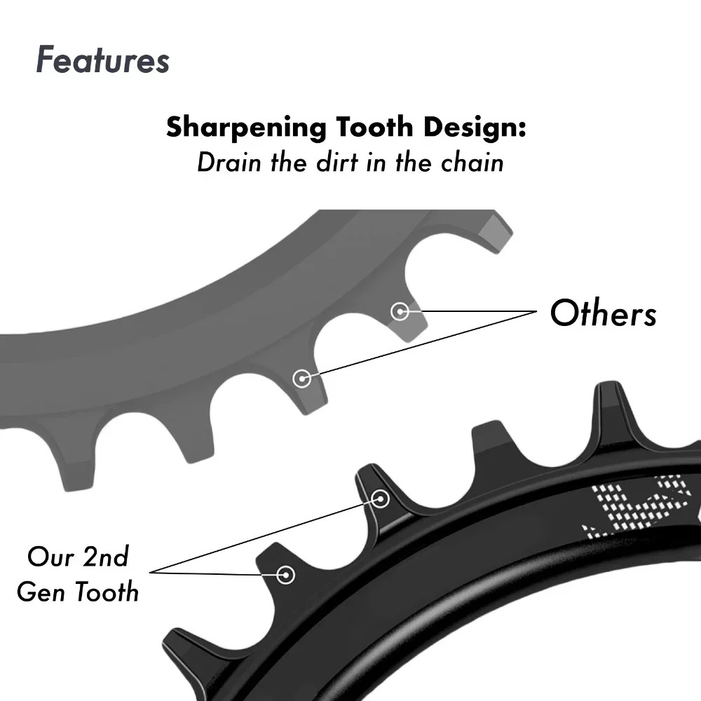 DECKAS 104BCD Bike Chainring 30T-50T Round MTB Road Bicycle Chainwheel