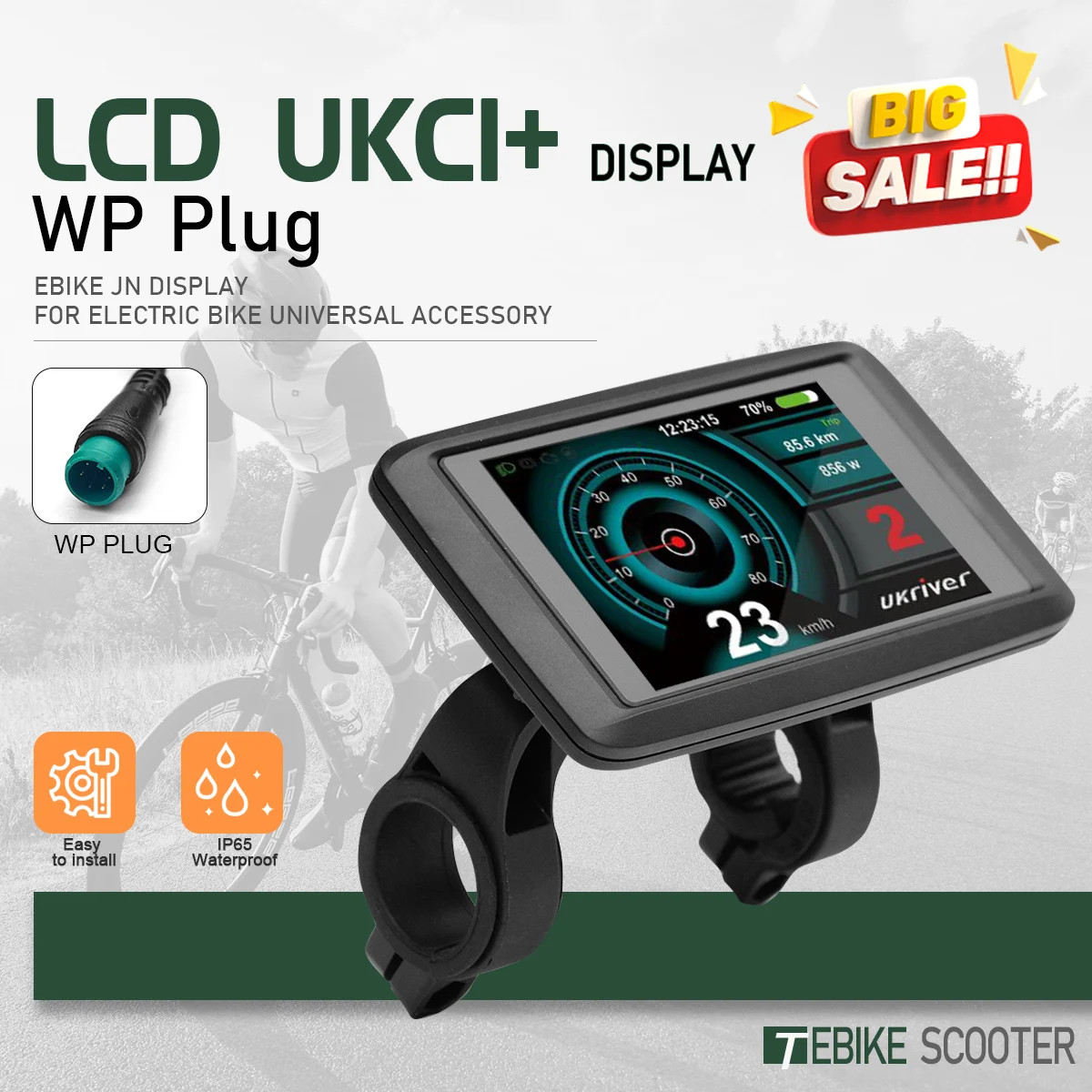 Electric Bicycle Display 24V 36V 48V 52V 60V 72V SM/Waterproof Plug Display
