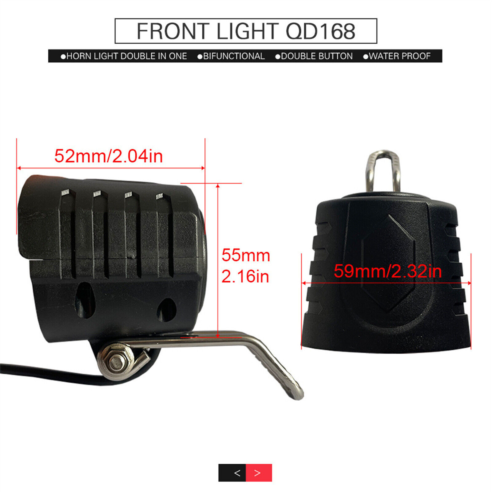 36V/48V/52V/60V 3 in 1 E-Bike Light set Headlight & Tail Light with Horn Switch