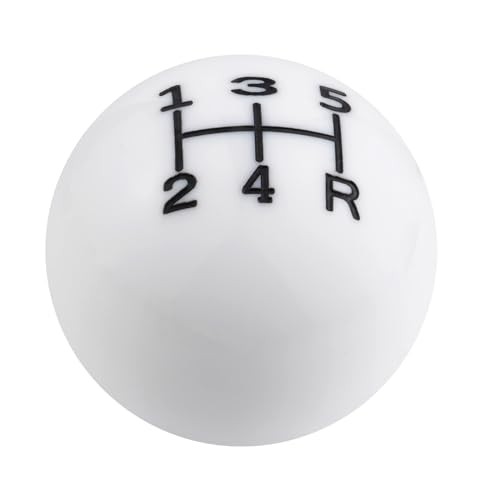 5 Speed Shift Knob, Round Ball Gear Strick Knob White and Black Lower Right R