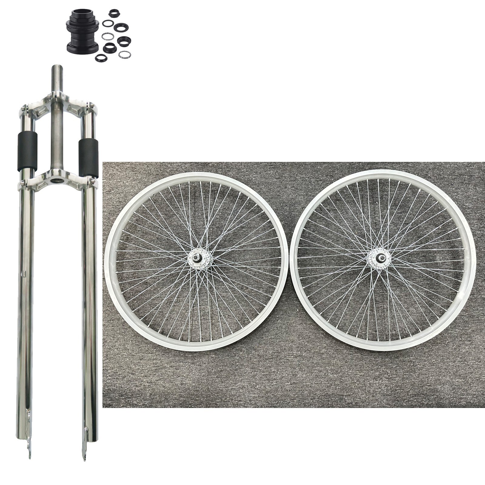 26*3.5″ Spoke Wheel set,Double Layer Alum, 26″ Fat Tire Threaded Fork w/Headset