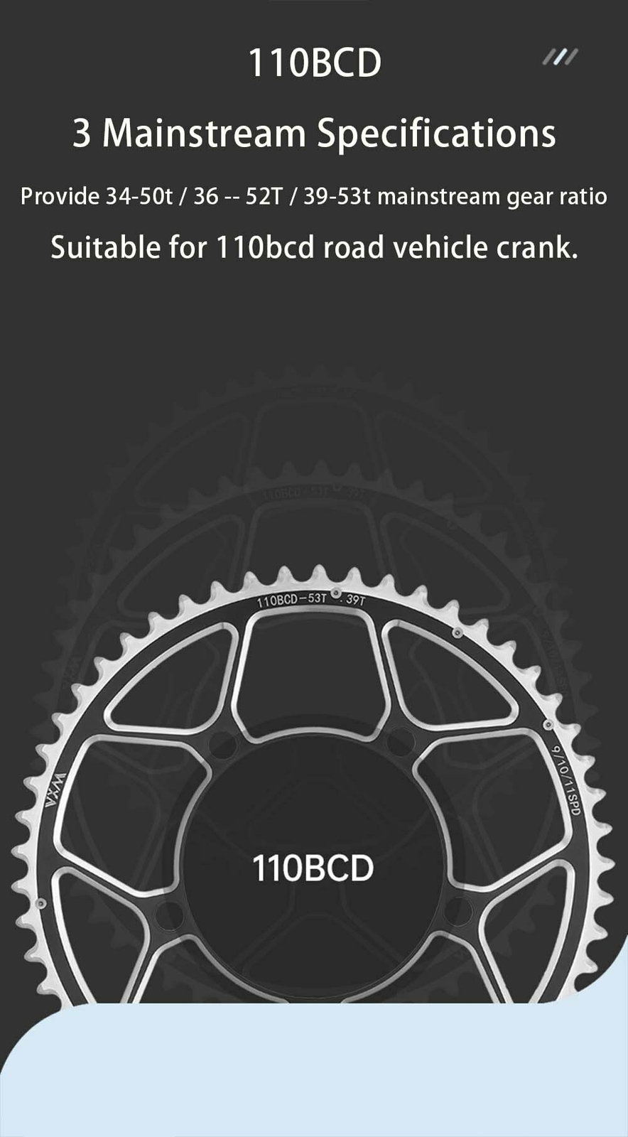 VXM Bicycle Chainwheel Chainring 110BCD 50-34T 52-36T 53-39T Folding bike parts