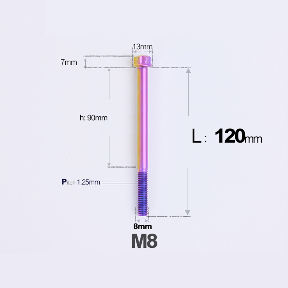 Titanium Screw, Torx Head Screw M8x10 – 120mm Green/Purple/Candy for Motorcycle