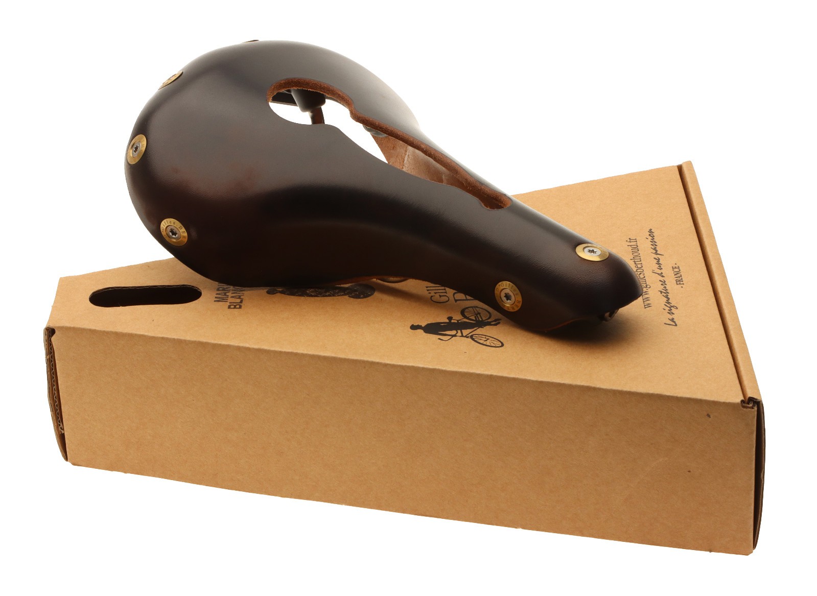 Gilles Berthoud Marie Blanque Open Saddle Steel Rails Leather Black NEW NOS
