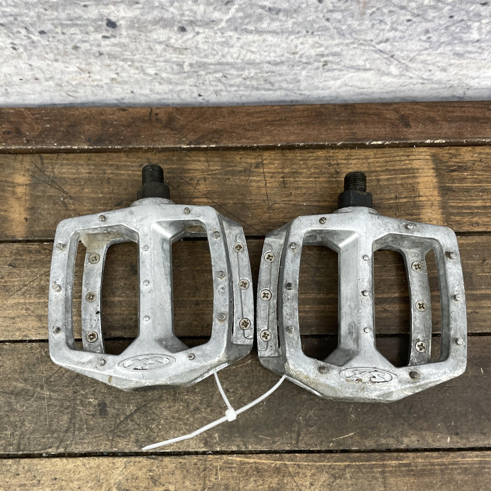 Vintage Schwinn XS BMX Pinned Pedals 1/2 Silver Aluminum Freestyle Old School