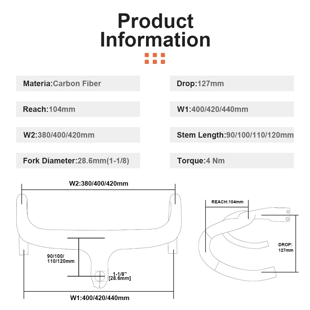 Full Carbon Fiber Road Bicycle Integrated Handlebar 3K Matte Bicycle Parts