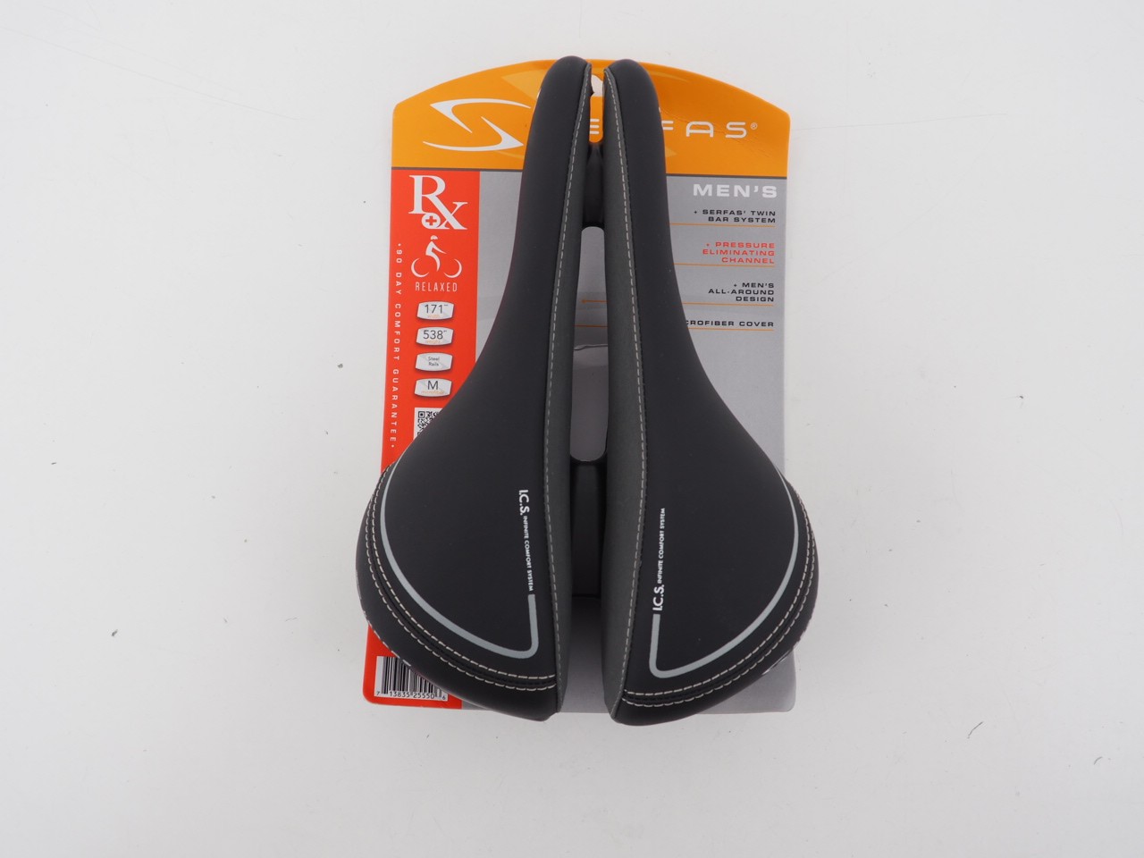 New! Serfas Rx 171 x 265mm Padded Microfiber Bicycle Saddle RX-921V Black/Grey