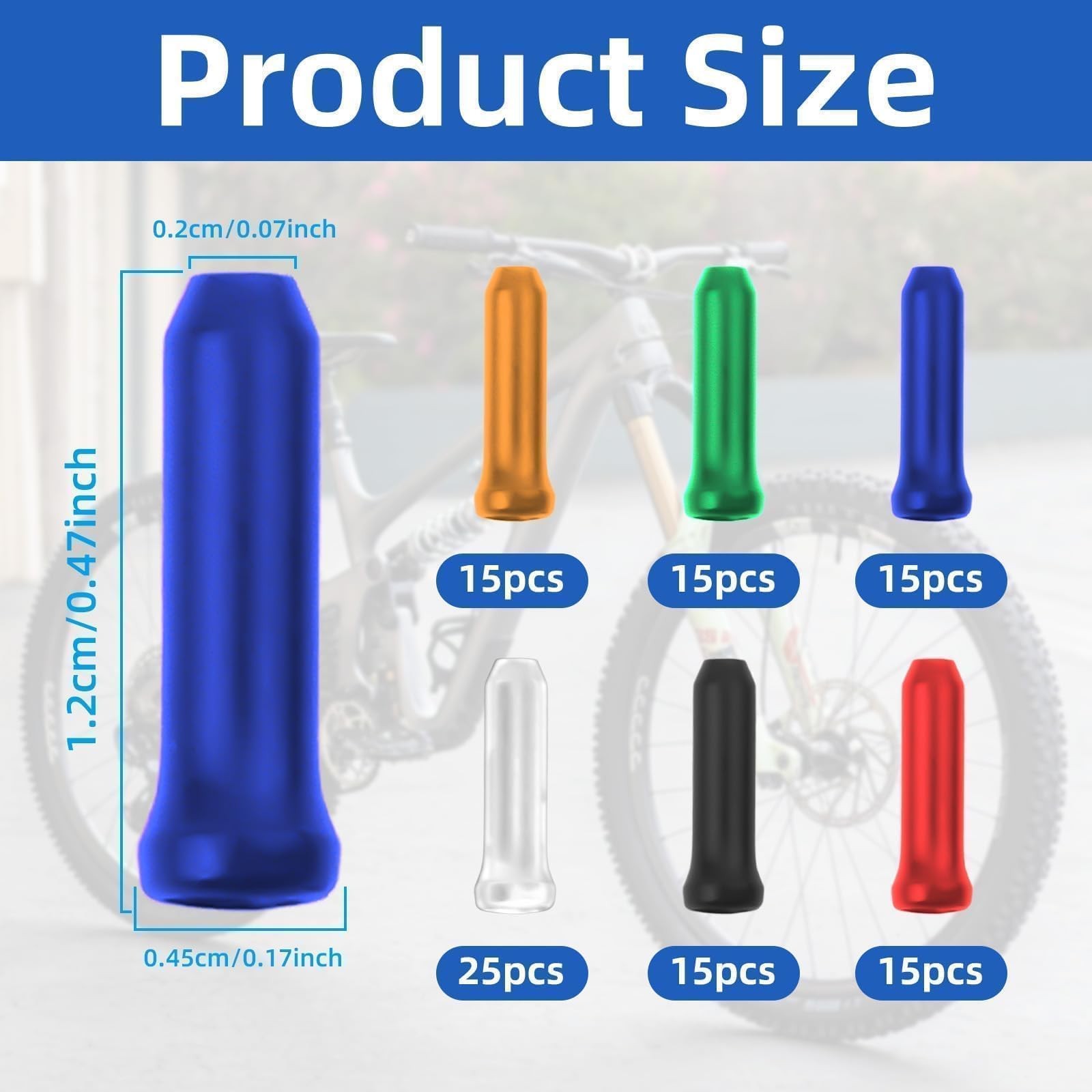 100 Pcs Bike Cable Ends Caps Bicycle Cable End Crimps Mountain Bike Brake Tips
