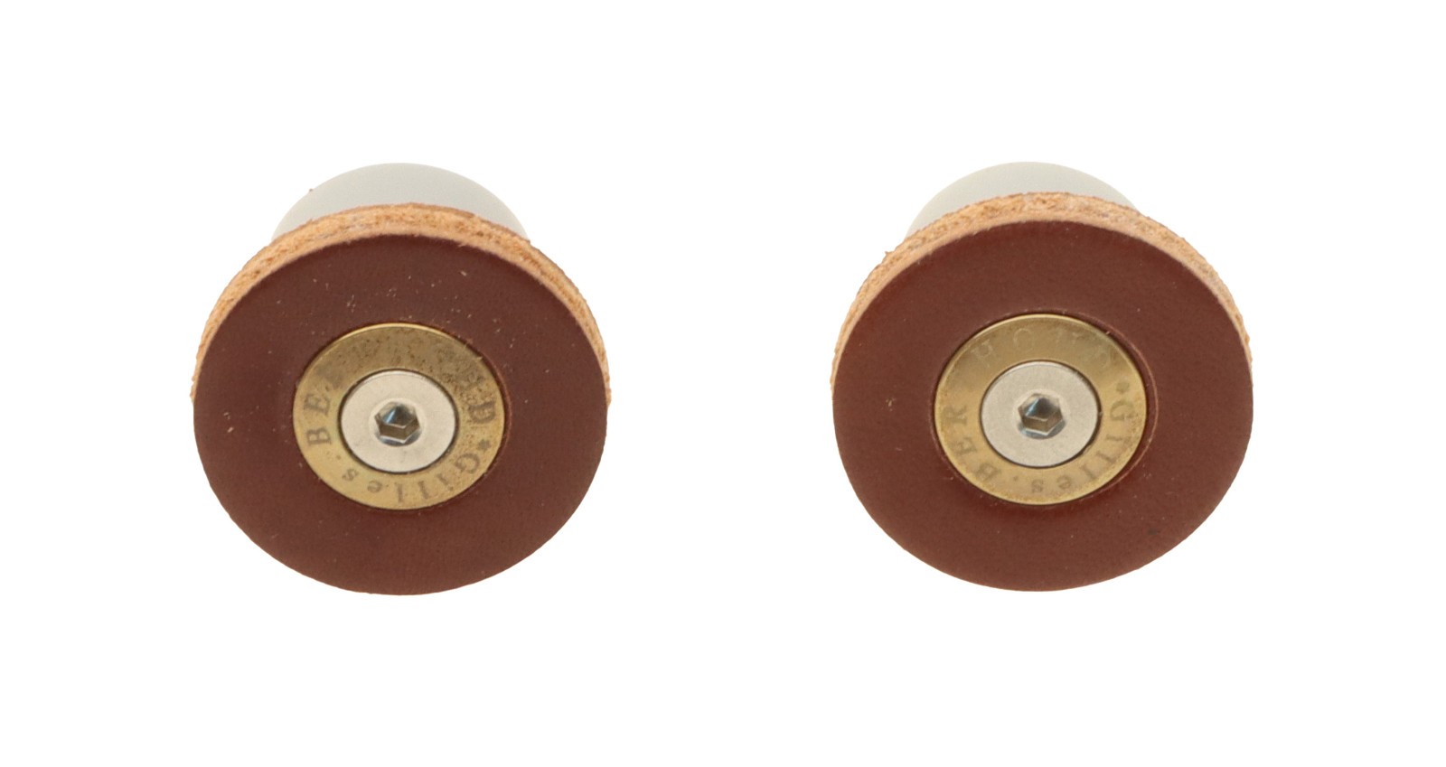 Gilles Berthoud MTB Handlebar End Plugs PAIR Brown Leather NEW NOS NIB