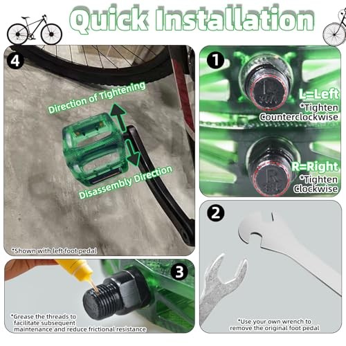 Vintage Translucent Bike Pedal, Alloy Steel Center Shaft & 9/16 Inch Emerald