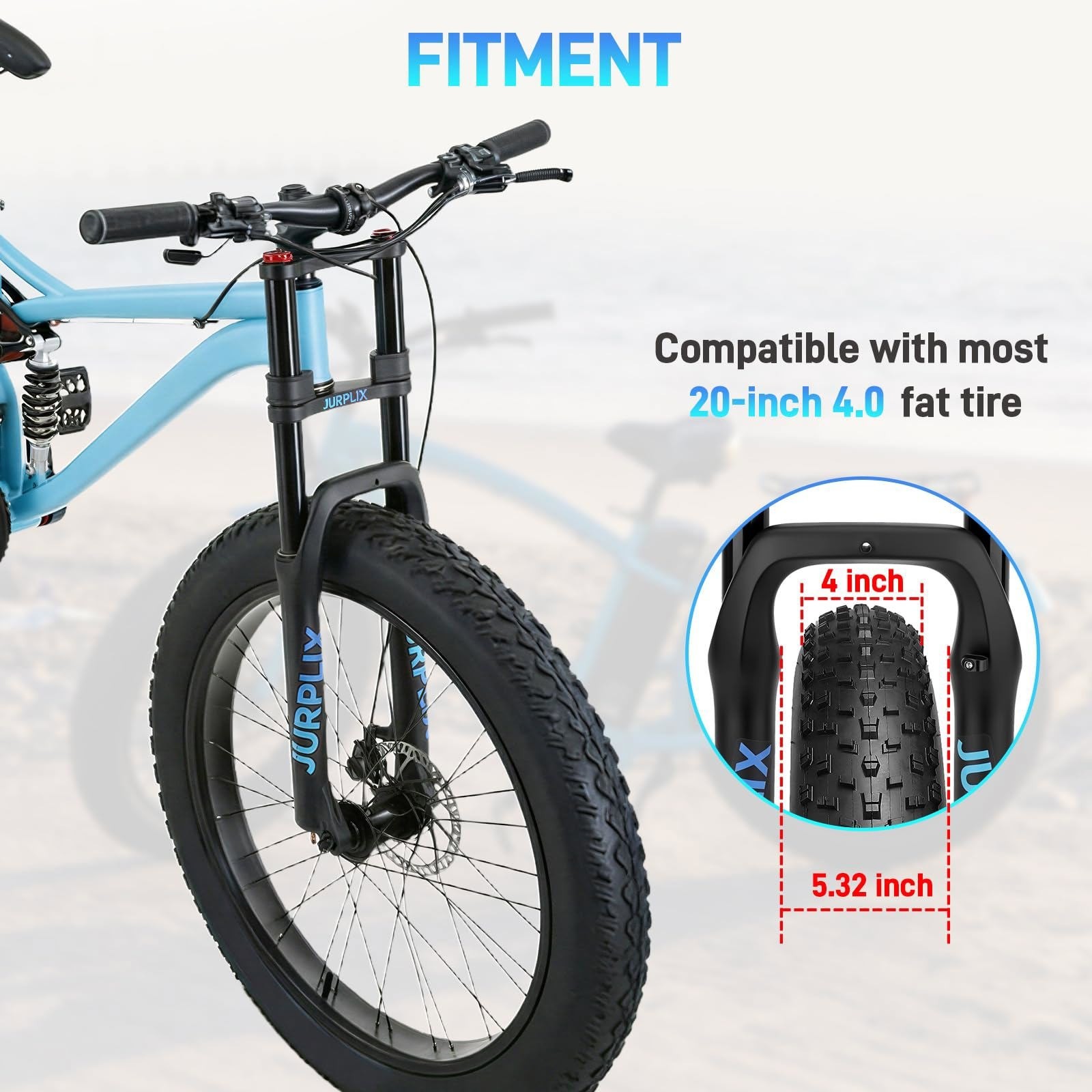 20″ 4.0 Air Suspension Fork Double Shoulder For Snow Beach E-MTB Bike Fat Tire