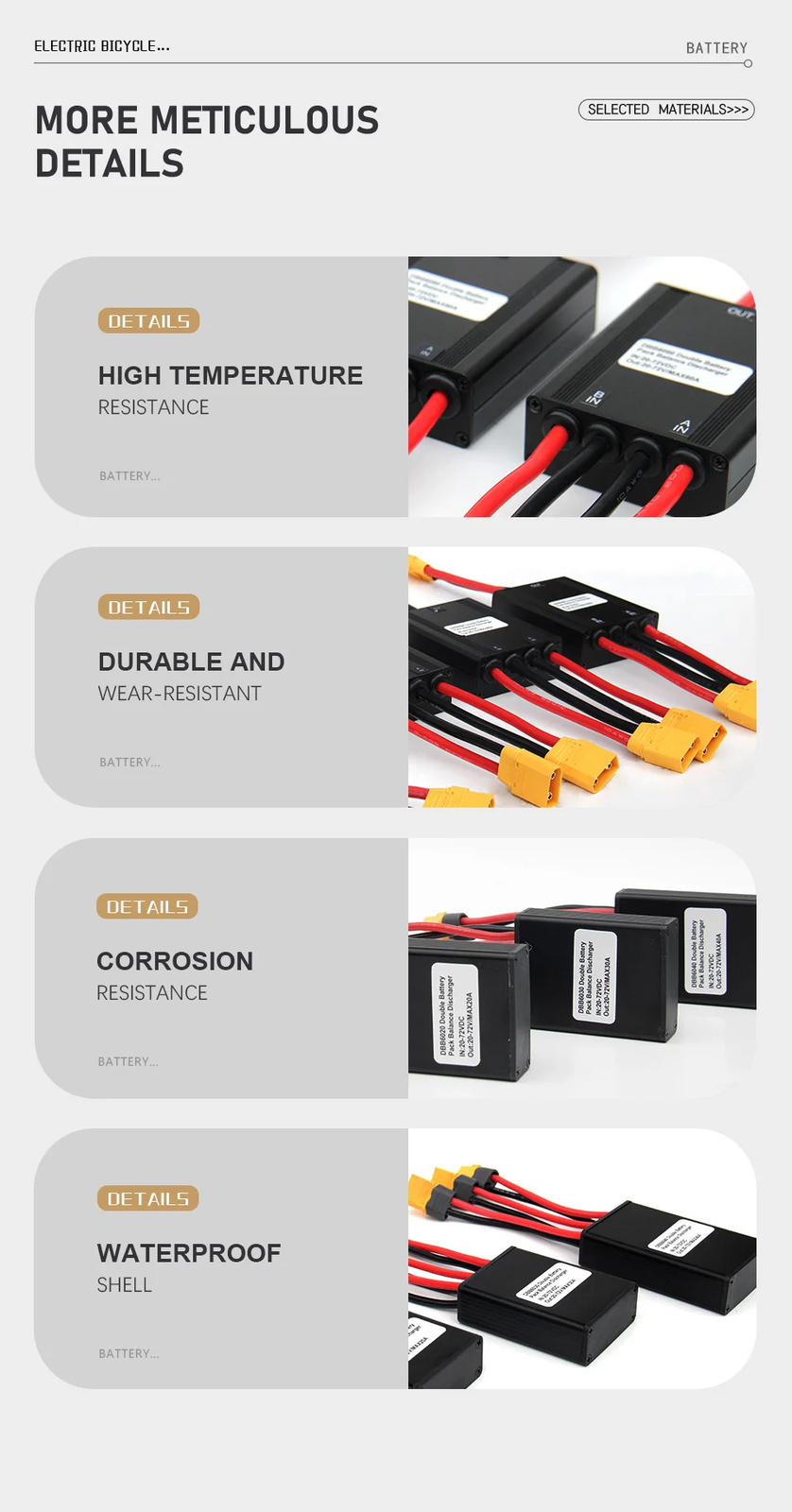E-bike Battery Module 20A-100A 20V-70V E-bike Dual Battery Connect 40-100V 120A