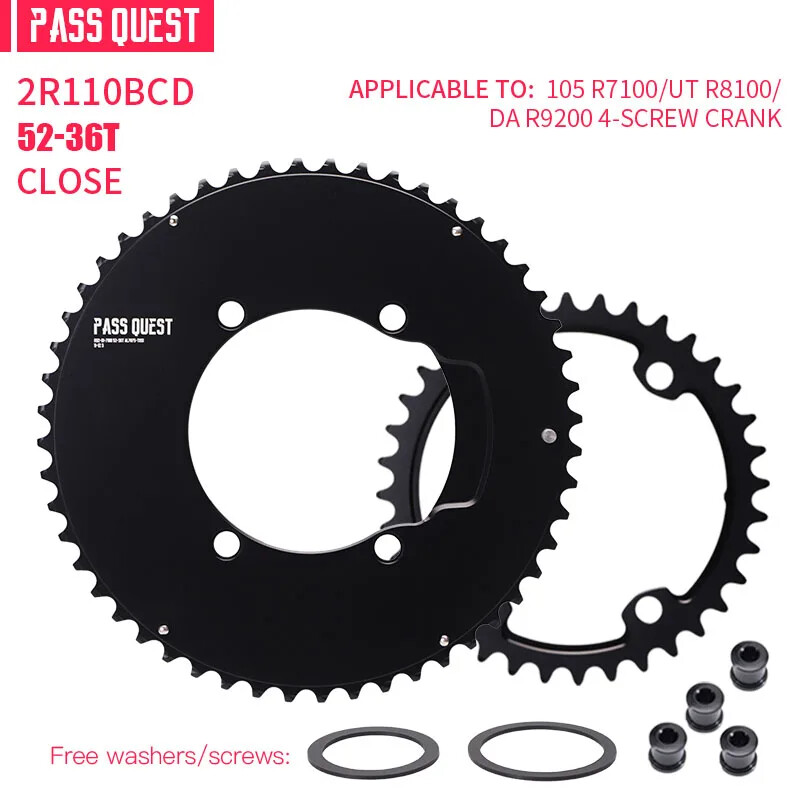 110bcd 4 Bolts Double Chainring 54T-35T Road Bicycle Crankset Round Chainwheels