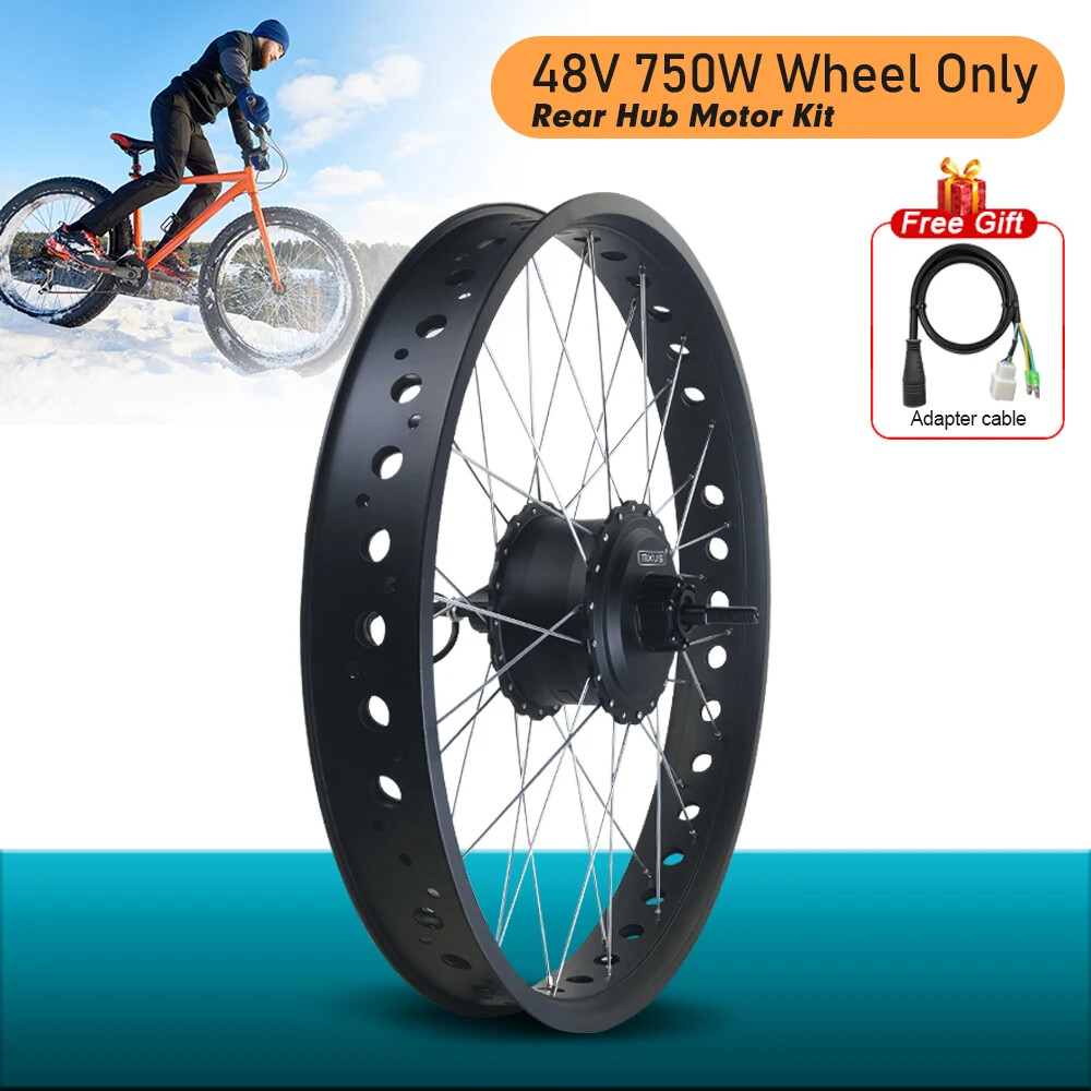 48V 750W Brushless Front/Rear Hub Motor Wheel Dropout 170mm for Snow Bike Kit